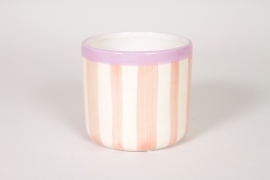 NH-000218 Cache-pot en c&eacute;ramique rose clair D13,5cm H12,5cm
