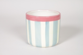 NH-000222 Cache-pot en c&eacute;ramique bleu clair D13,5cm H12,5cm