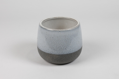 NM-000262 Cache-pot en c�ramique bleu clair D18cm H16cm