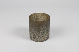 NM-000286 Silver glass cylinder vase D10cm H11cm