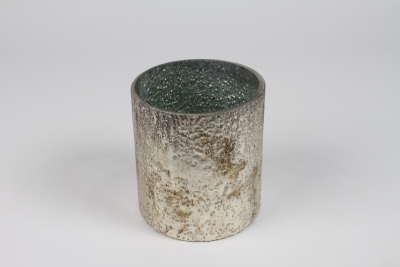 NM-000287 vase cylindre en verre argent D13cm H14cm