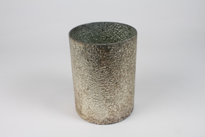 NM-000288 Vase cylindre en verre argent D17cm H23cm