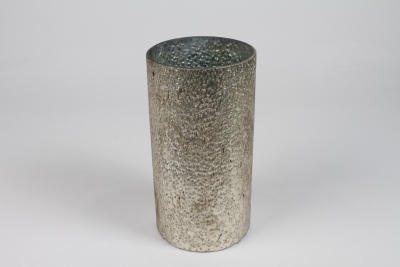 NM-000289 Vase cylindre en verre argent D13cm H25cm