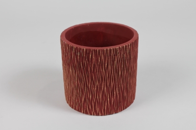 NM-000291 Cache-pot en c�ramique rouge fonc� mat D14,5cm H14cm