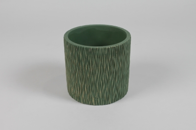 NM-000294 Cache-pot en c�ramique vert mat D13cm H12cm