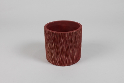 NM-000295 Cache-pot en c�ramique rouge fonc� mat D10,5cm H10cm