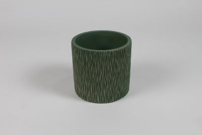 NM-000296 Cache-pot en c�ramique vert mat D10,5cm H10cm