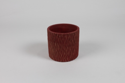 NM-000297 Cache-pot en c�ramique rouge fonc� mat D8,5 cm H8cm