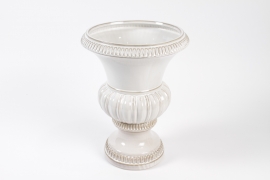 NM-000305 Glossy white ceramic m&eacute;dicis vase D26cm H35cm