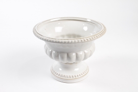 NM-000307 Vase m&eacute;dicis en c&eacute;ramique blanc brillant D25.5cm H18.5cm