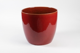 NM-000309 Dark red ceramic planter D45cm H40cm