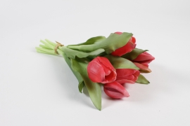 NN-000504 Bunch of 7 pink artificial tulips H32cm