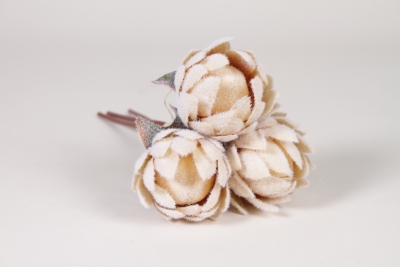 NN-000580 Bouquet de 3 proteas artificiel blanc H36cm