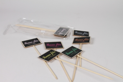 Pack of 12 \ bonnes f�tes\  picks 7x5cm H25cm
