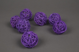 ob61fm Paquet de 12 boules en osier violet D5cm