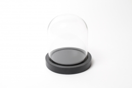 PM-000105 Glass dome with black tray D10cm H13cm
