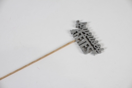 PO-000010 Pack of 25 silver Happy Holidays picks H54cm