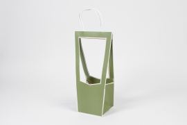 QX-000475 Pack of 5 khaki green bunch holder 12x12cm H35cm 