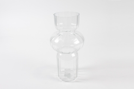 R4-000163 Vase deco en verre transparent D18cm H39.5cm