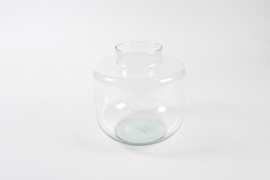 R4-000167 Transparent glass obus vase D19cm H19.5cm
