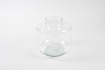 R4-000167 Vase obus en verre transparent D19cm H19.5cm