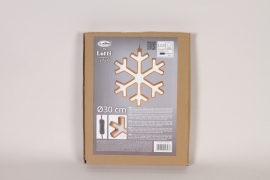 R5-000026 Flocon en bois avec led blanc chaud D30cm