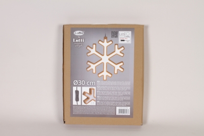 R5-000026 Wooden snowflake with warm white LED D30cm