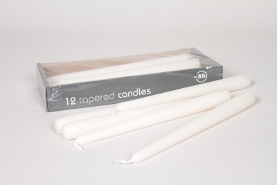 RP-000025 Bo�te de 12 bougies flambeaux blanc poudr� H25cm