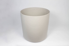 RR-000019 White polystone cylinder pot D55cm H55cm