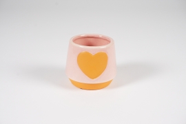 SV19Y8 Cache-pot en céramique coeur rose D7.5cm H7.5cm