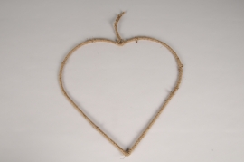 SV33U7 Natural burlap rope heart D38.5cm