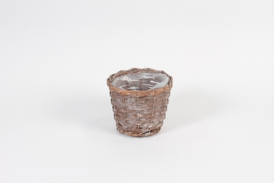 TE-000010 Cache pot osier gris mat D15cm H12cm