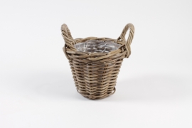 TE-000023 Cache-pot panier en kubu gris D15cm H12cm