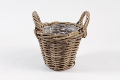 TE-000024 Cache-pot panier en kubu gris D20cm H16cm