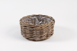 TE-000027 Grey kubu rattan bowl D22cm H10cm