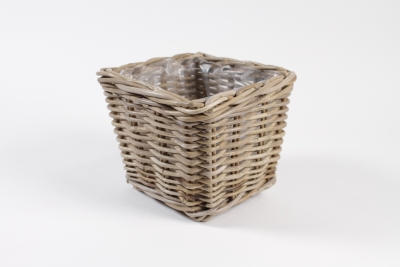 TE-000028 Cache-pot en kubu gris 22x22cm H19cm