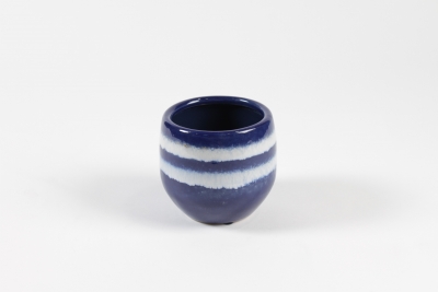 TT-000084 Cache-pot en c�ramique �maill�e bleu roi D11cm H10cm