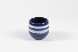 TT-000084 Cache-pot en céramique émaillée bleu roi D11cm H10cm