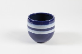 TT-000085 Cache-pot en céramique émaillée bleu roi D14cm H13cm