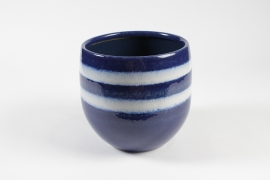 TT-000086 Royal blue glazed ceramic planter D17cm H16cm