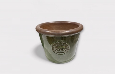 UH-000003 Pot en c�ramique vert olive brillant D34cm H26cm
