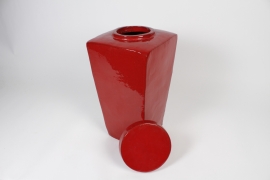 UH-000005 Ceramic tea box dark red glossy 30xw30cm H60cm