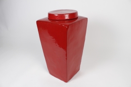 UH-000005 Tea box en céramique rouge foncé brillant 30x30cm H60cm