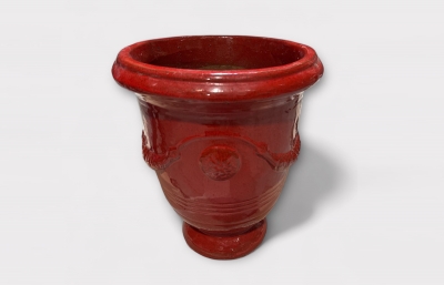 UH-000014 Glossy dark red ceramic anduze pot D76cm H65cm