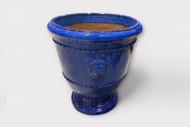 UH-000016 Anduze Ceramic Lion Head Pot Shiny Royal Blue D58cm H64cm