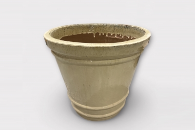 UH-000020 Ceramic rimmed pot glossy greyish white D58cm H50cm
