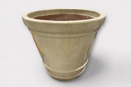 UH-000021 Glossy greyish-white ceramic rimmed pot D70cm H63cm