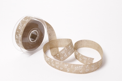 UN-000282 Fabric ribbon with musical pattern 25mm x 20m