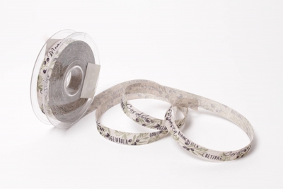 UN-000288 Fabric ribbon with olive pattern 15mm x 20m