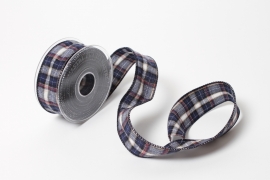 UN-000445 Blue checked ribbon 40mm x 10m